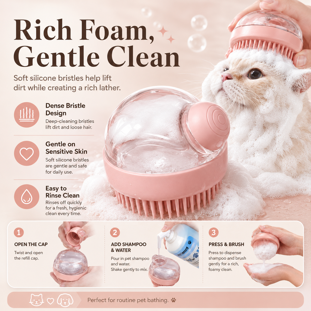 Refillable Pet Bath & Massage Brush
