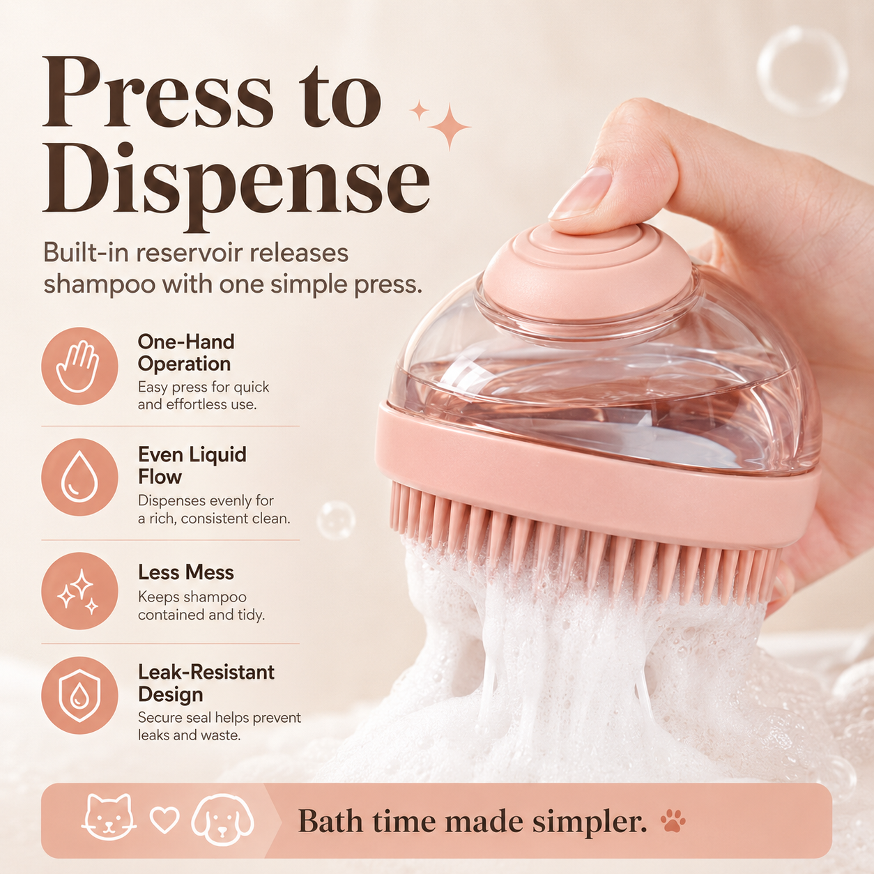 Refillable Pet Bath & Massage Brush