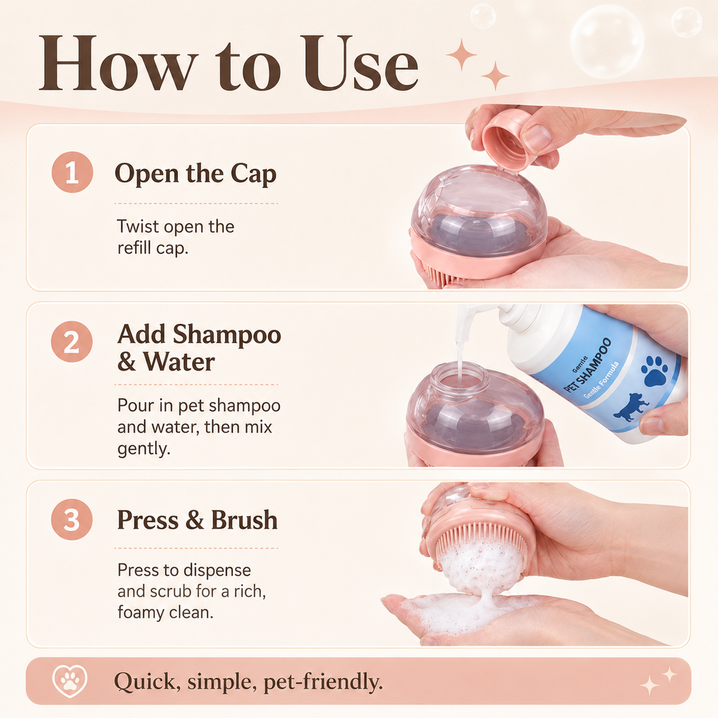 Refillable Pet Bath & Massage Brush