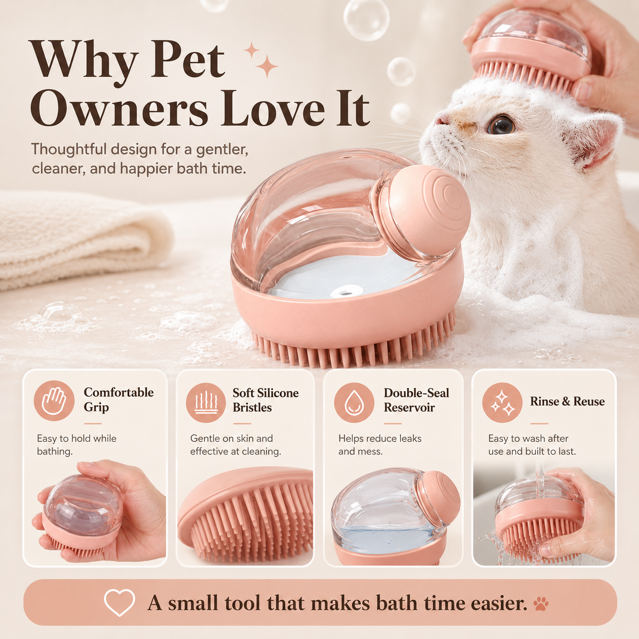 Refillable Pet Bath & Massage Brush
