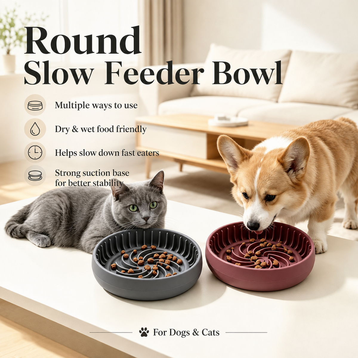 Silicone Slow Feeder Pet Bowl