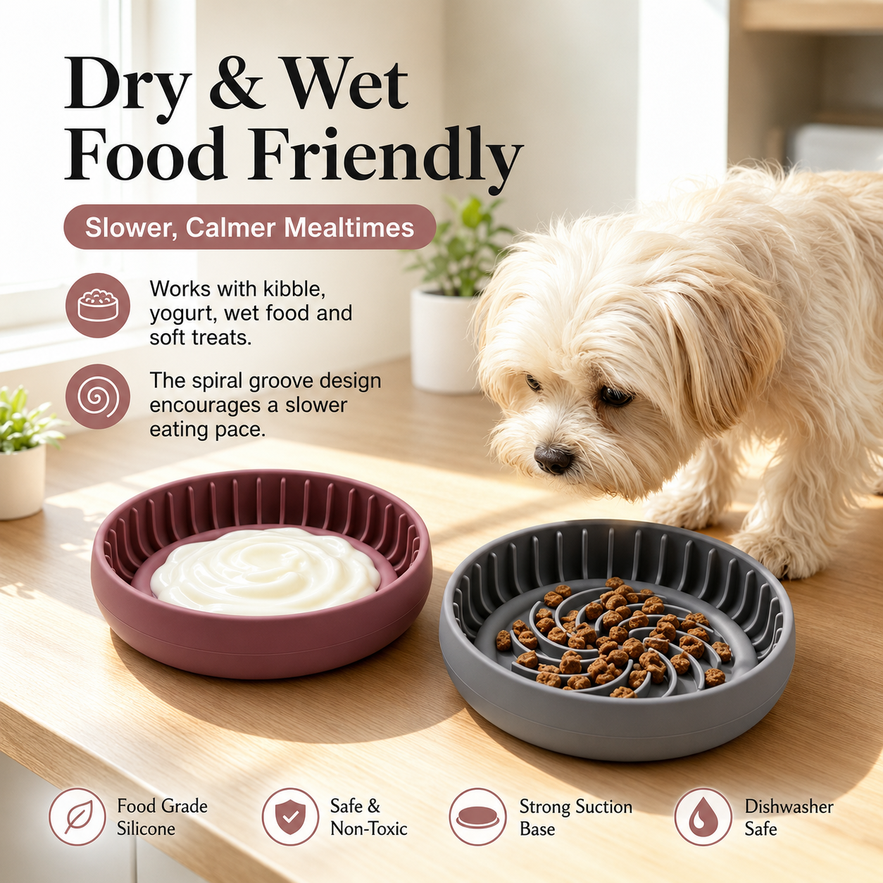 Silicone Slow Feeder Pet Bowl