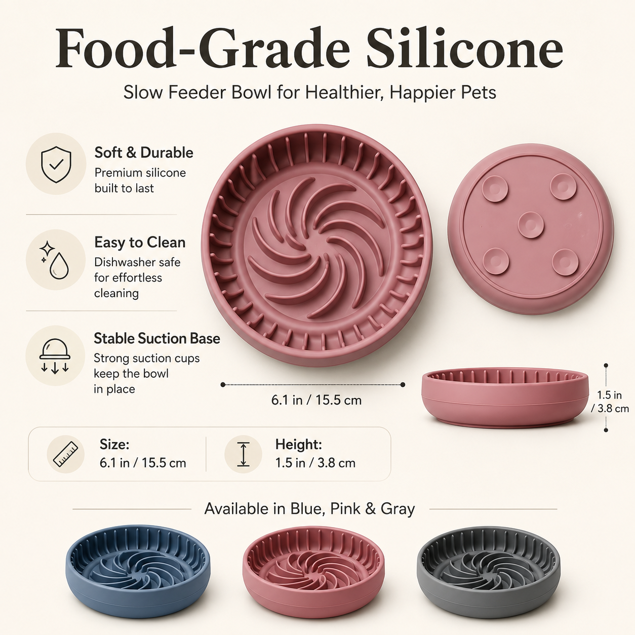 Silicone Slow Feeder Pet Bowl