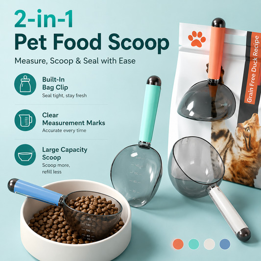 Pet Food Measuring Scoop with Clip
