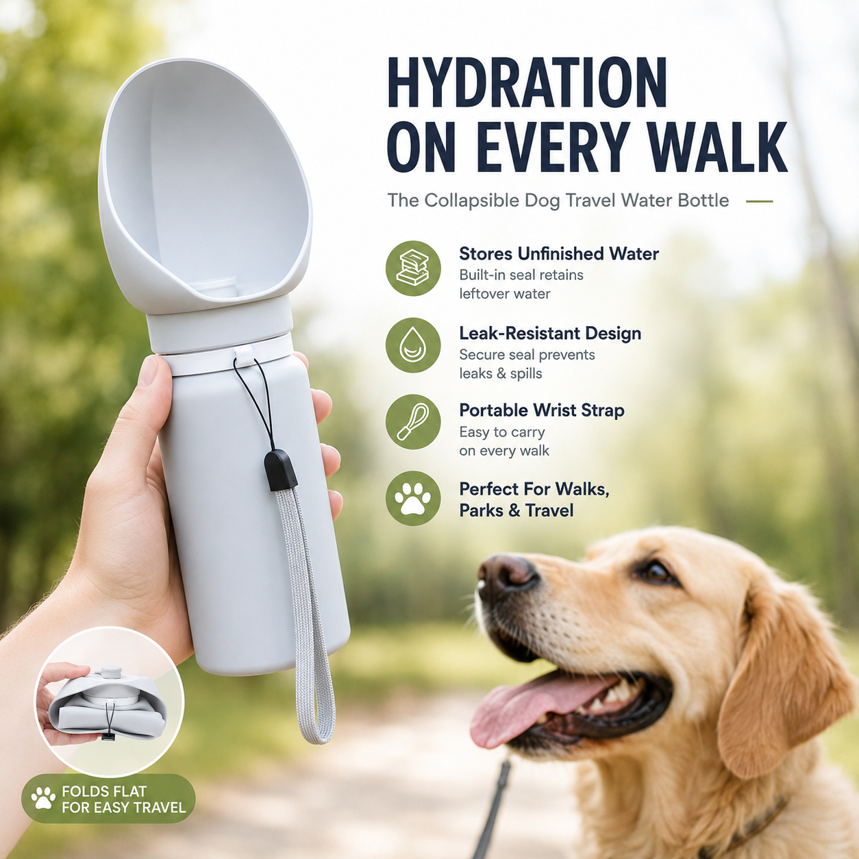 550ML Foldable Portable Pet Water Bottle