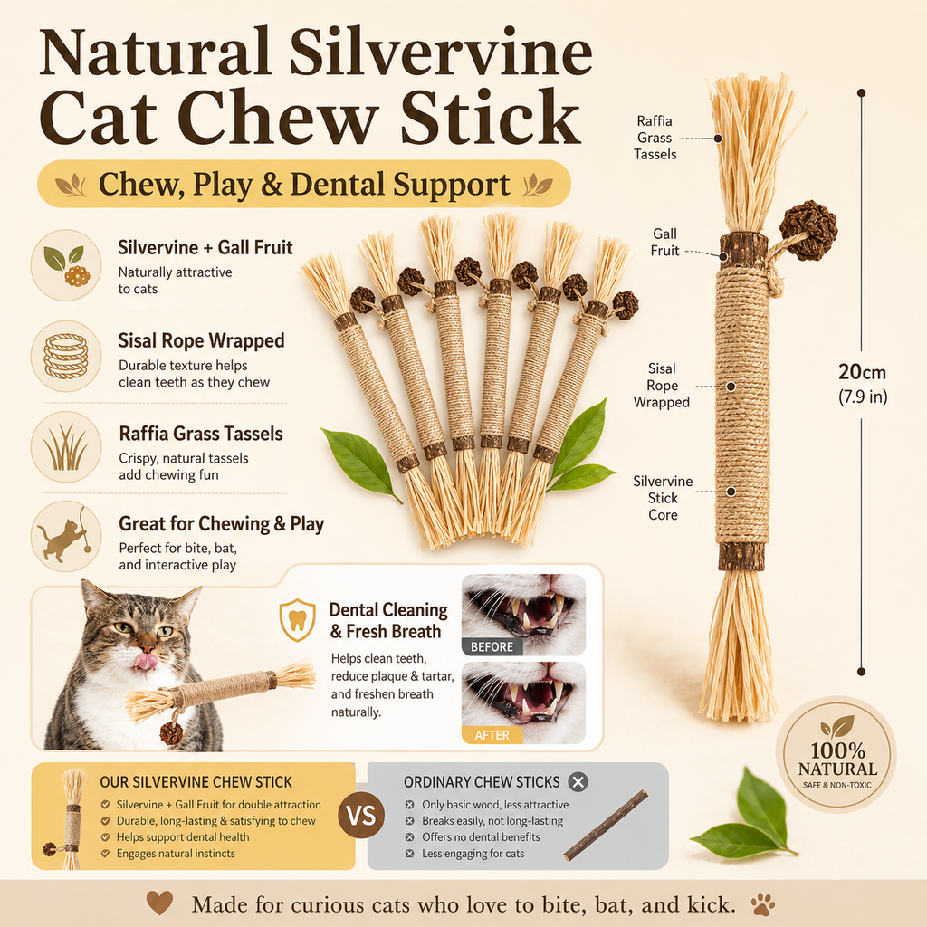 Natural Silvervine Dental Chew Stick for Cats 10pcs