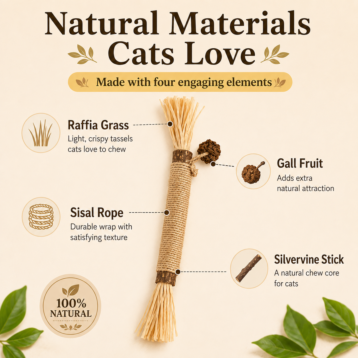 Natural Silvervine Dental Chew Stick for Cats 10pcs