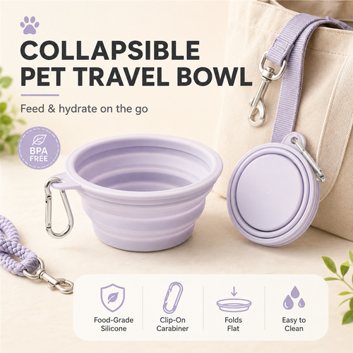 Collapsible Silicone Travel Bowl for Dogs &amp; Cats