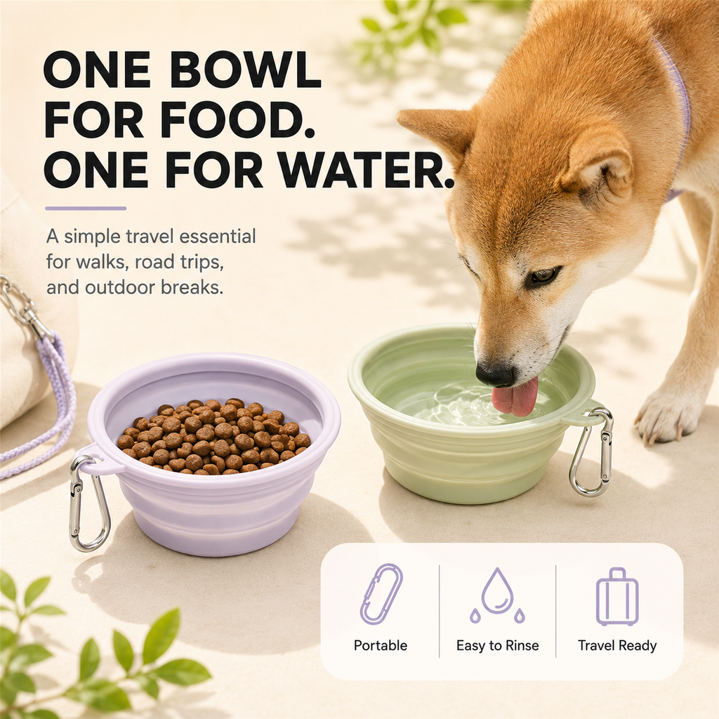 Collapsible Silicone Travel Bowl for Dogs &amp; Cats