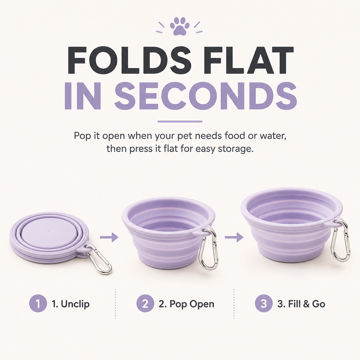 Collapsible Silicone Travel Bowl for Dogs &amp; Cats