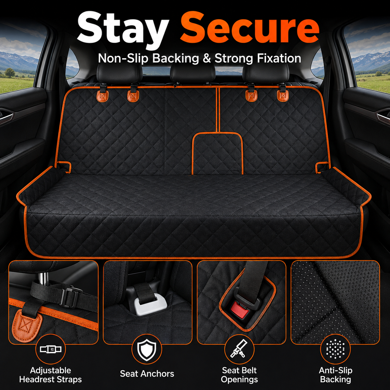 Waterproof Quilted Pet Car Seat Cover – Universal Back Seat Protector