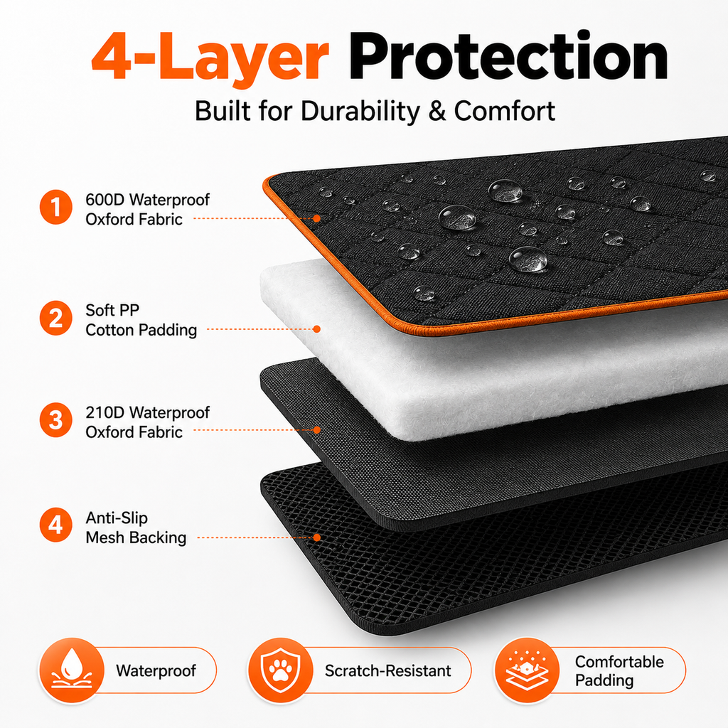 Waterproof Quilted Pet Car Seat Cover – Universal Back Seat Protector
