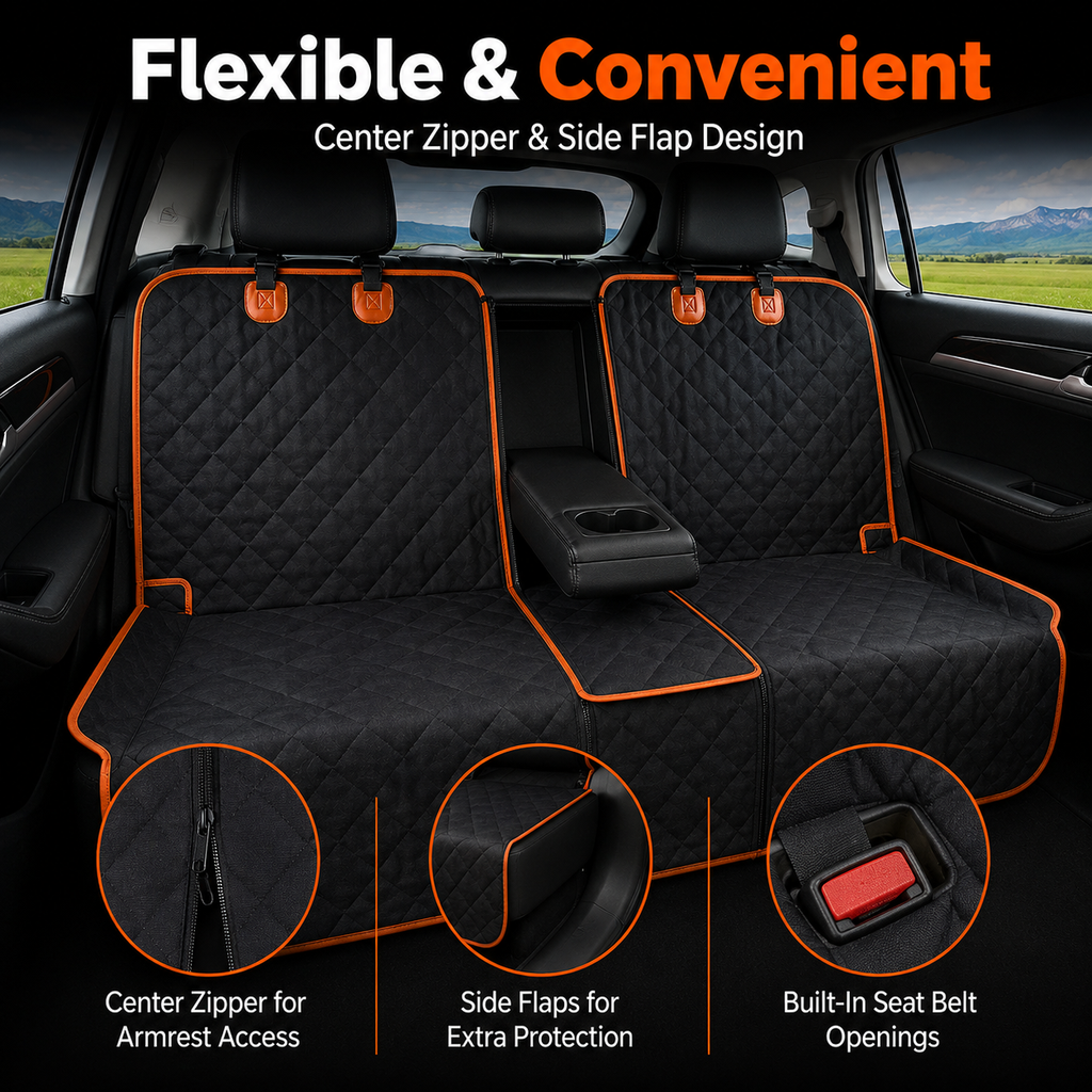 Waterproof Quilted Pet Car Seat Cover – Universal Back Seat Protector