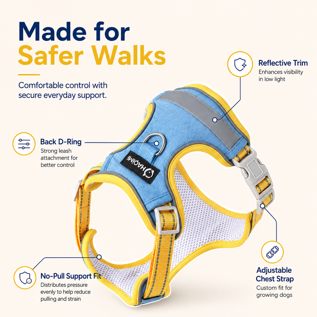 Reflective Denim No-Pull Dog Harness &amp; Leash Set