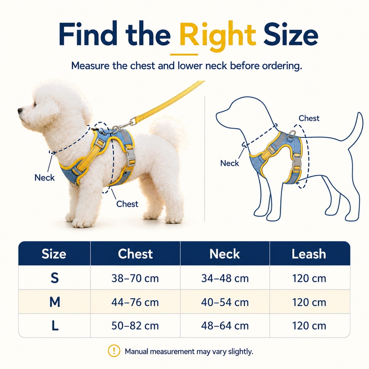 Reflective Denim No-Pull Dog Harness &amp; Leash Set