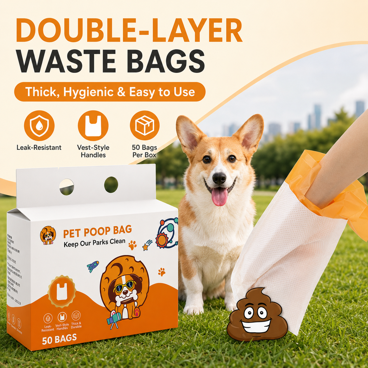 DOUBLE-LAYER THICKENED DOG WASTE PICKUP BAGS