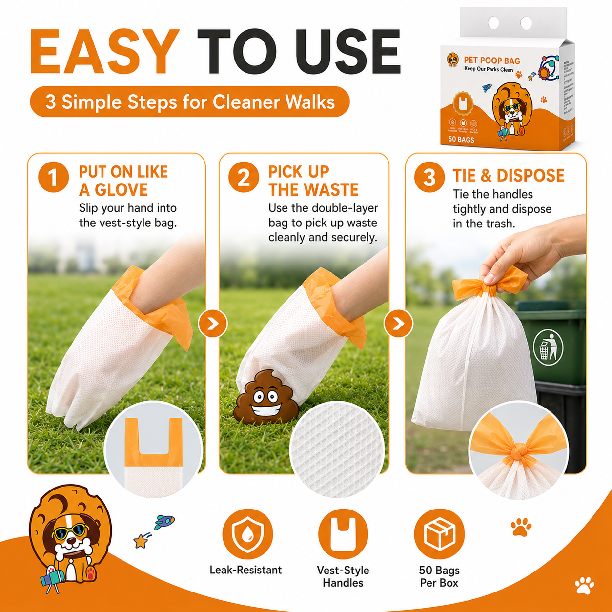 DOUBLE-LAYER THICKENED DOG WASTE PICKUP BAGS